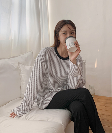 【男女通用】莫卡尔同色系单排扣长袖T恤