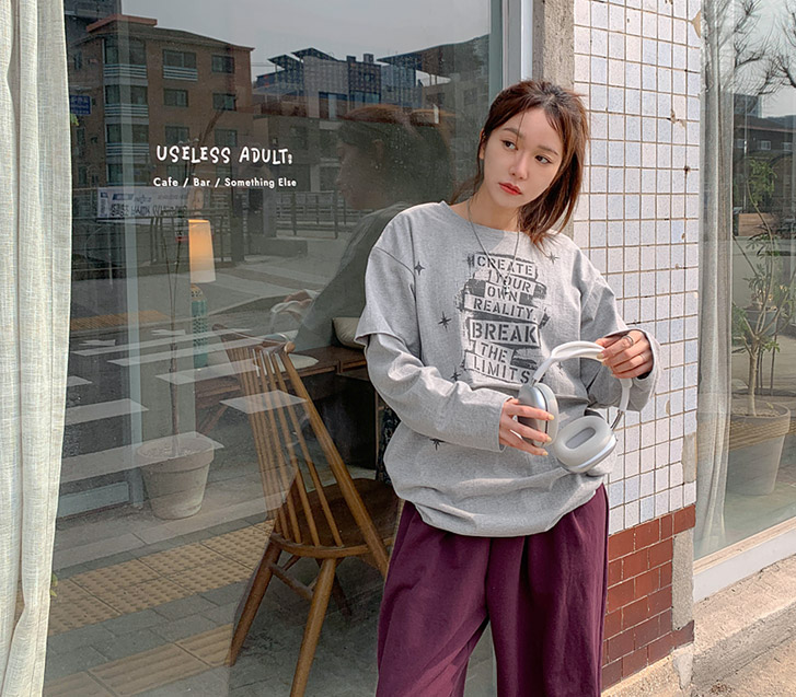 【男女通用】花生星 Nayeom 分层长袖T恤