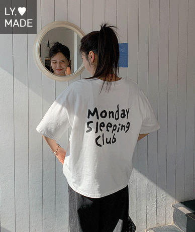 星期一睡衣印花V领短袖T恤