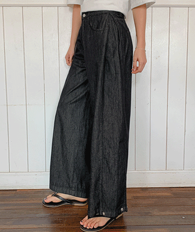 三向褶裥按扣式不褪色牛肉色阔腿裤（短款/基本款/长款）