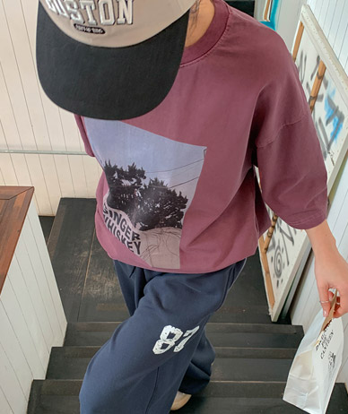 【男女通用】姜黄色印花颜料短袖T恤