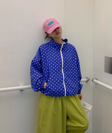 毫升圆点串拉链夹克