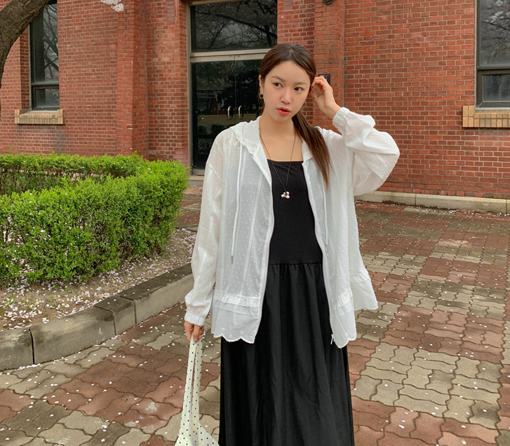 Fei 蕾丝卫衣防风衣拉链夹克