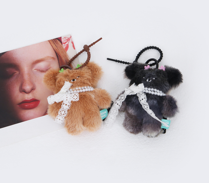 芥末熊丝绸钥匙扣