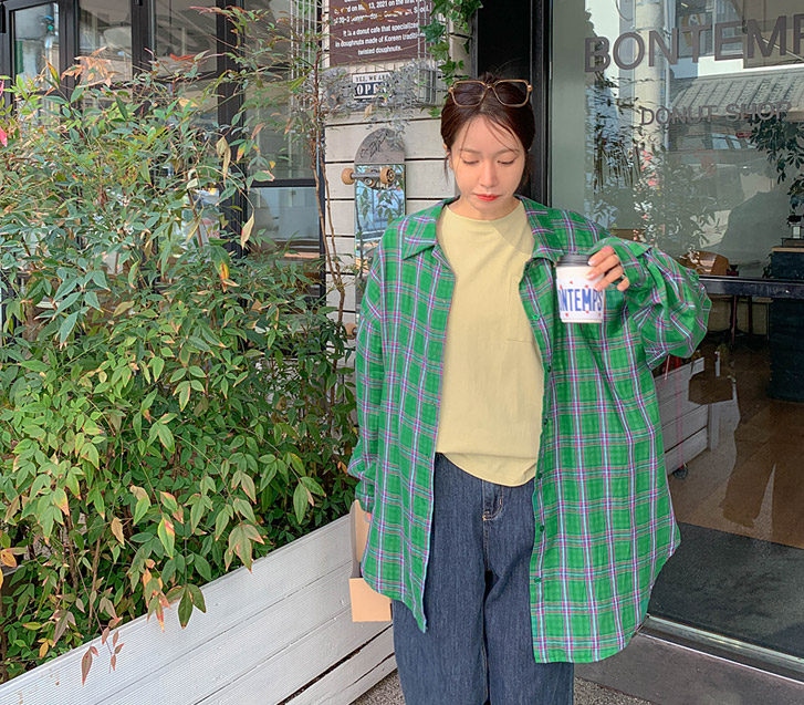 独特广大款 Lee Jung-ji 格子衬衫 衬衫