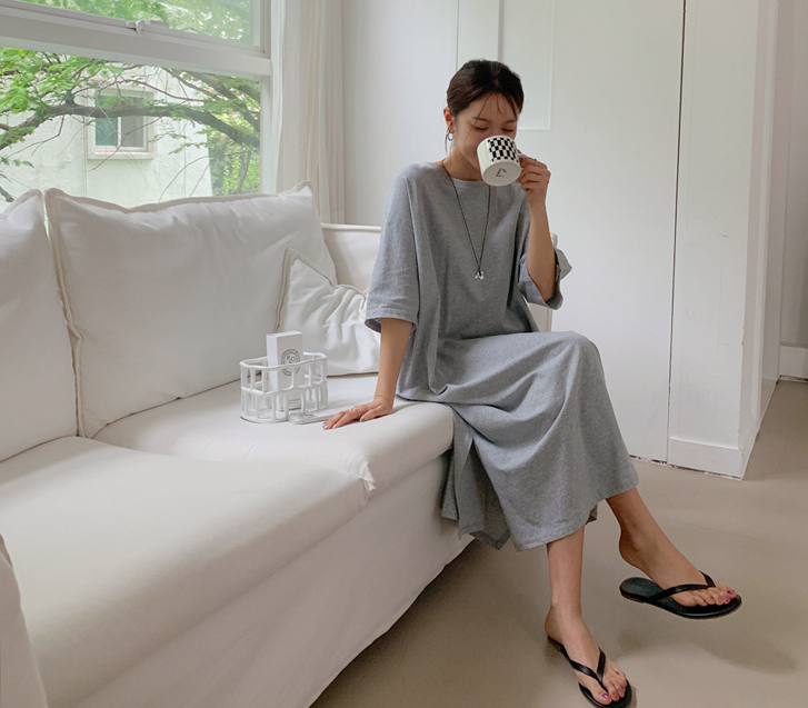 谷物扭结不对称开衩裙