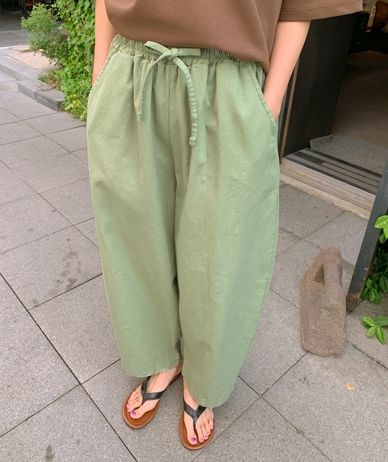 斜纹可水洗9/10长度紧身宽松裤