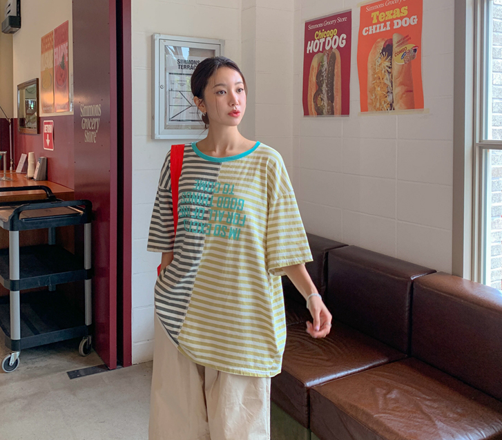 [男女通用] Ote 彩色条纹T恤