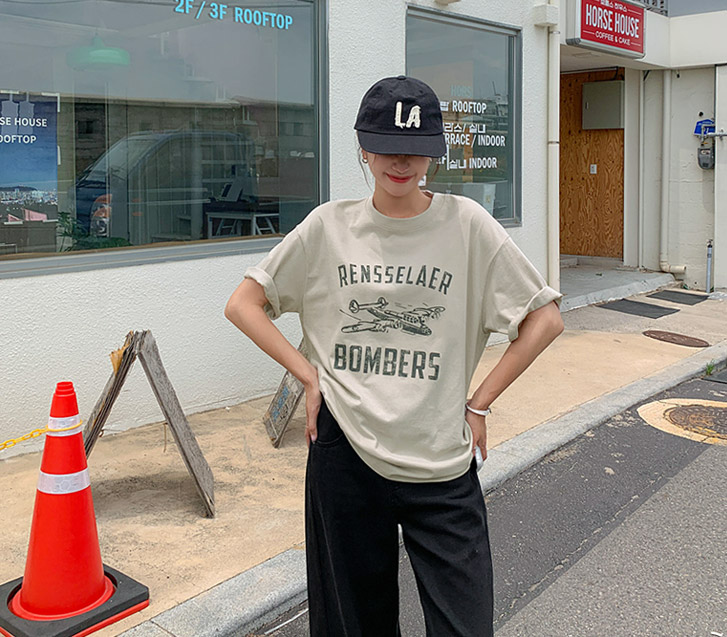 【男女通用】飞机裂纹印花短袖T恤