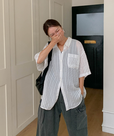 Eden条纹短袖衬衫
