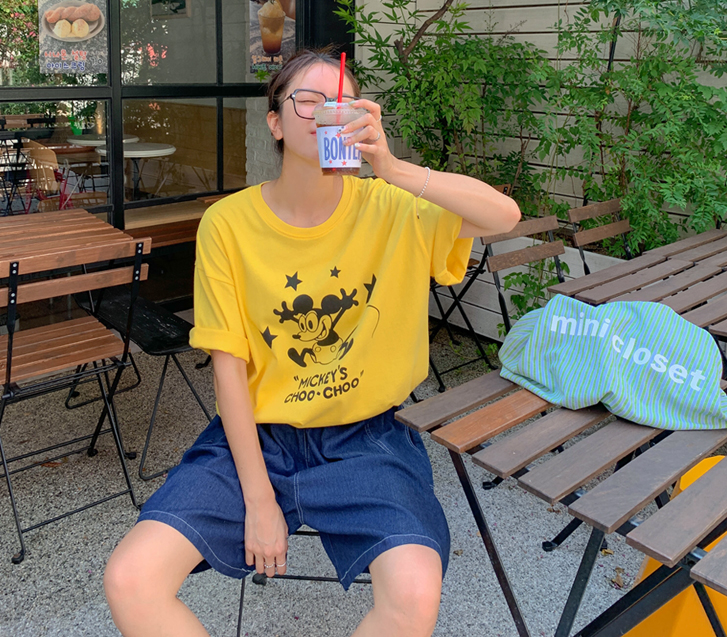 Chuchu 米奇印花短袖T恤